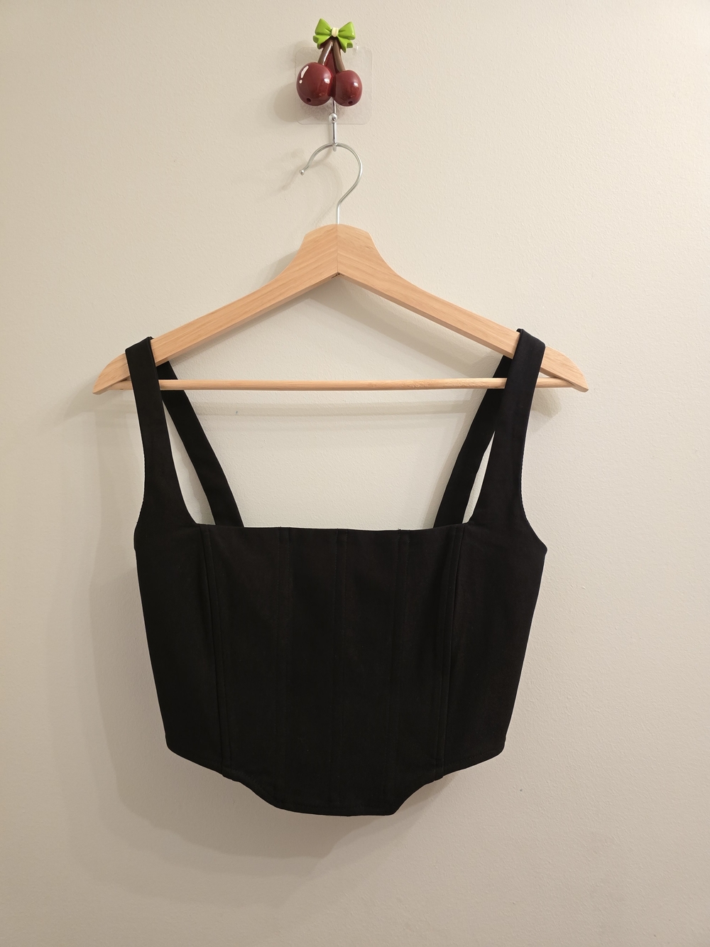 Dynamite Black Square-Neck Cropped Corset Tank
